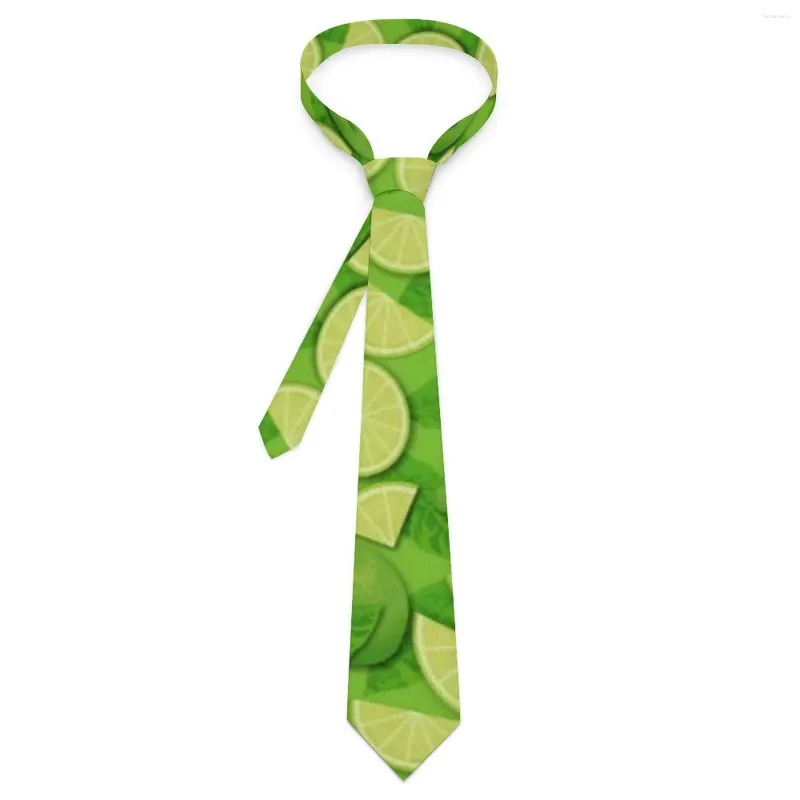 Bow Ties Men's Tie Green Lemon Print Neck Lime Slice Kawaii Funny Collar Design Leisure Quality Necktie Accessories