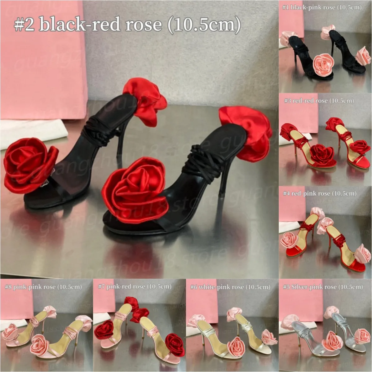 10A Premium Designer High Talons avec des roses Summer Front and arrière Stracles Slippers avec des talons de 10,5 cm Chaussures sexy 26836