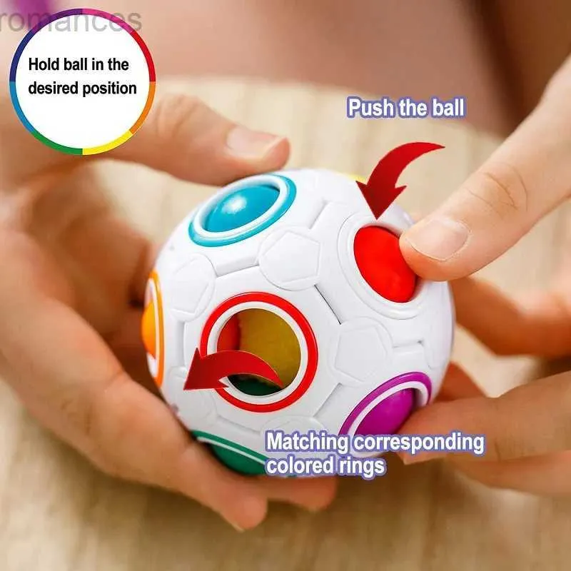 Descompresión juguete antiestressa cubo de bola arcoiris bola de fútbol mágico mágico cubo juguetes educativos para niños para niños adultos juguetes de relevo de estrés D240424