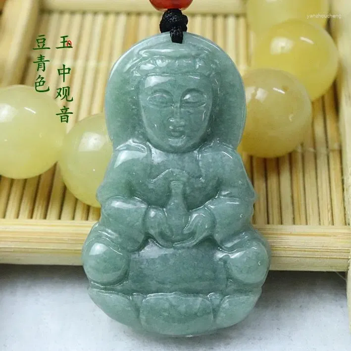 Pendants Nature Jade Guanyin Buddha Pendant For Man And Woman With Rope Necklace Buddhist Enthusiasts Jewelry