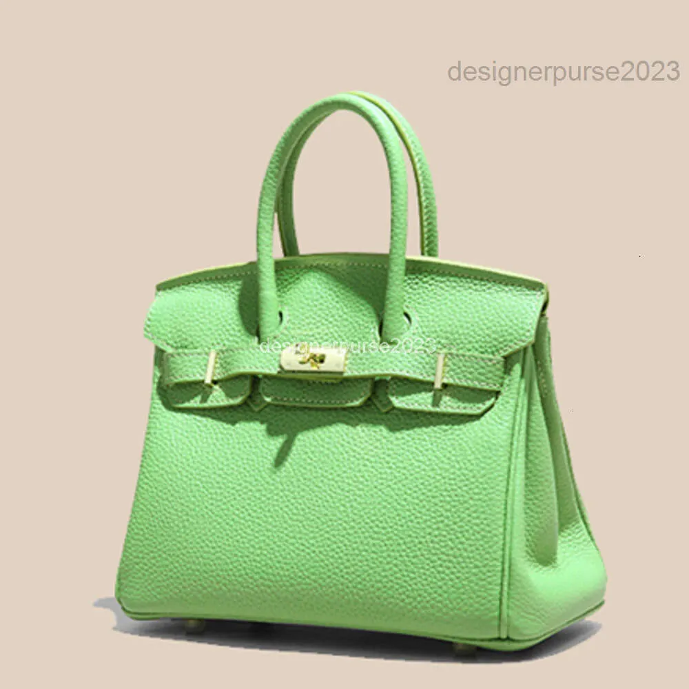 Tote Lady Classic Layer Bag Designer väskor Top Cowhide Lychee Mönster Green Mini Trendy Leather Women's Portable Shoulder Y638