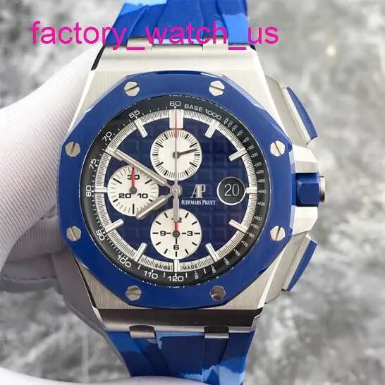 AP DIVE Pols Watch Royal Oak Offshore Series 26400so Blauwe keramische cirkel blauw gezicht Witte timingschijf Datum Automatisch mechanisch horloge