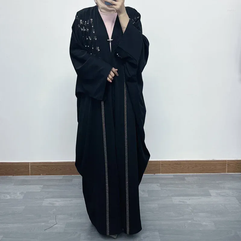 Ethnic Clothing Womens Muslim Fashion Bat Sleeve Middle East Dubai High Temperature Rhinestones Loose Large Cardigan Robe Jalabiya For Women