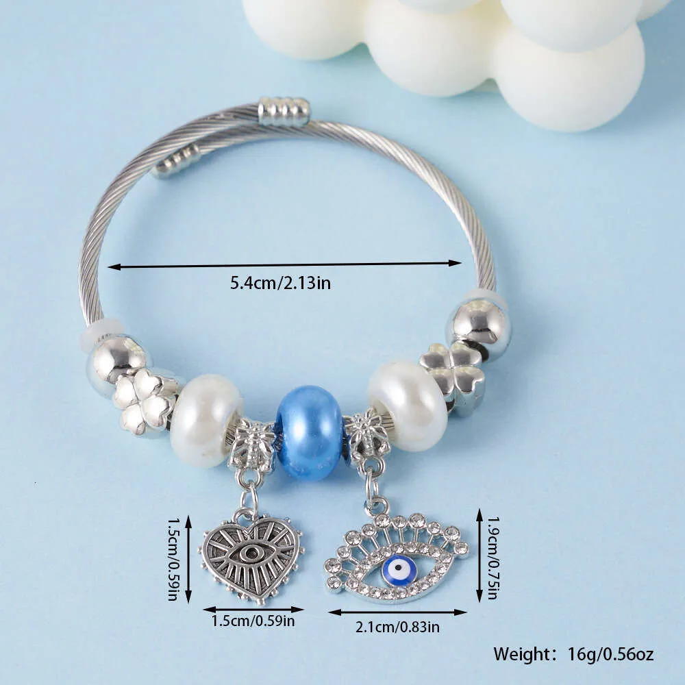 Bracelet Œil porte-bonheur chips turquoise acier doré | Mimi del Sury
