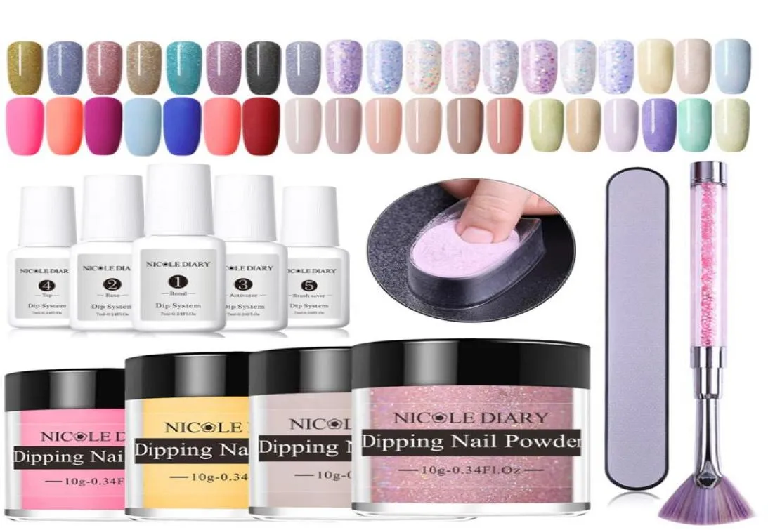 14pcs Zestaw gwoździowy Nagie holograficzne zanurzenie Paznokcie Lakier Luminous Mat Gradient Chrome Pigment Dust Sequins7971325