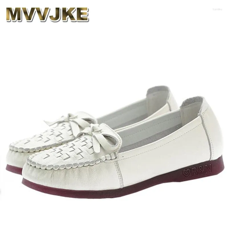 Casual Shoes Woven Ballet For Women Genuine Leather Loafers Ladies Slip On Brown Moccasins Woman Luxury Designer Flats