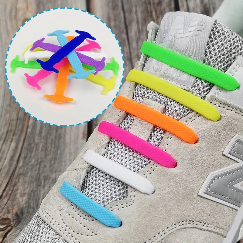 Silikon elastiska skosnören kreativa lat ingen slips skosnör snörning barn vuxna sneakers snabb sko spets zapatillas 240419