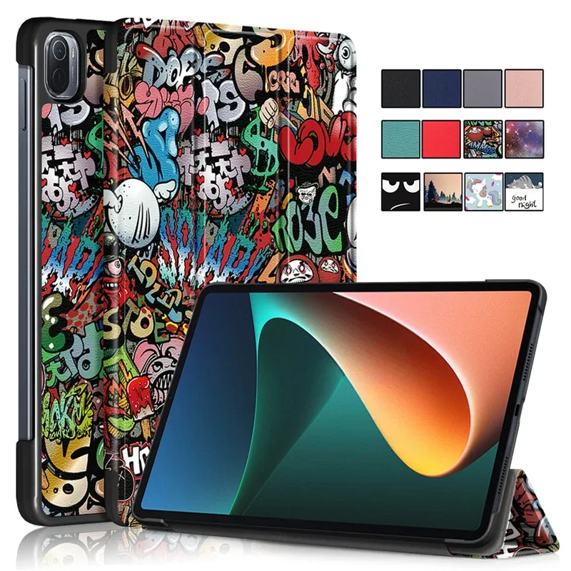 CPUS för Xiaomi Pad 5 Case 11 Inch Magnetic stötsäkert tablettskydd för Xiaomi Mi Pad 5 Pro 2021 Målad trifold skal+film+stylus