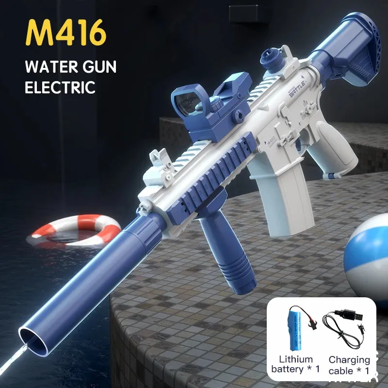 Été M416 Water Gun Electric Pistric Shooting Tot Full Automatic Summer Beach Shoot Toy For Kids Childre