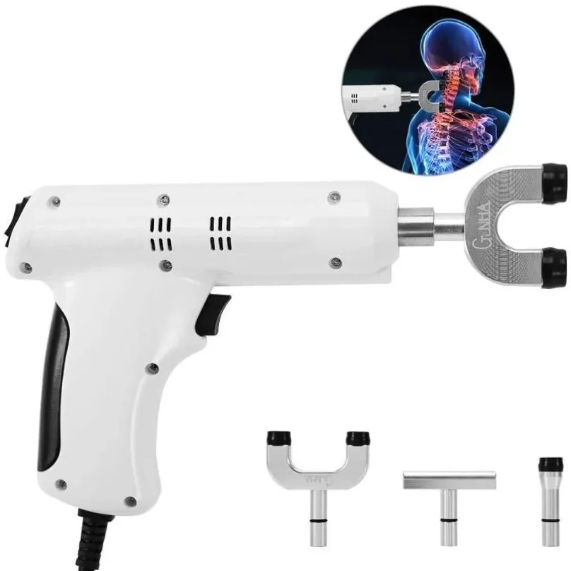 Gun di massaggio 650n Strumento di regolazione chiropratica Impulse Colonna Regolamento 4 teste di correzione elettrica Fisicoterapia Massager289F