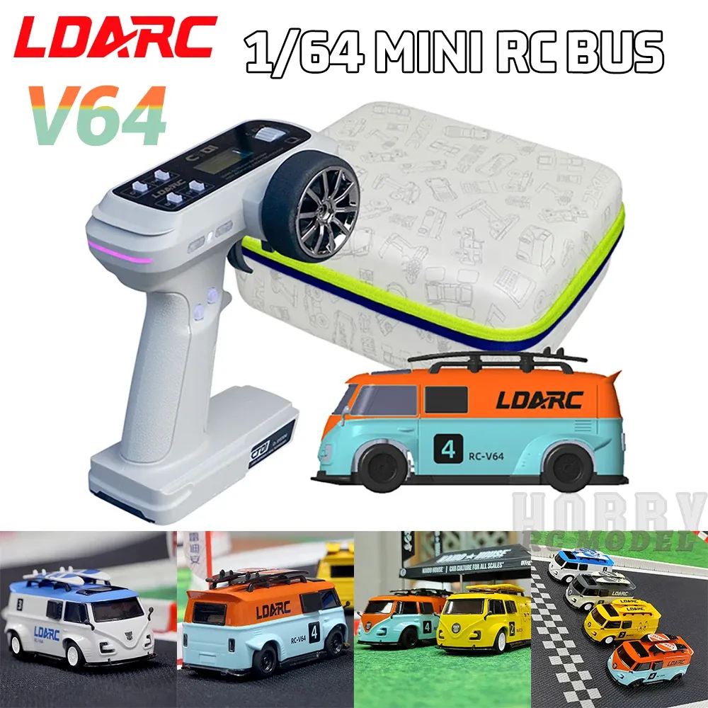 CARS LDARC V64 1/64 Mini RC simulato Modello di telecomando elettrico Modello di autobus per auto da autobus per auto da autobus per bambini 2,4 GHz giocattoli per bambini adulti