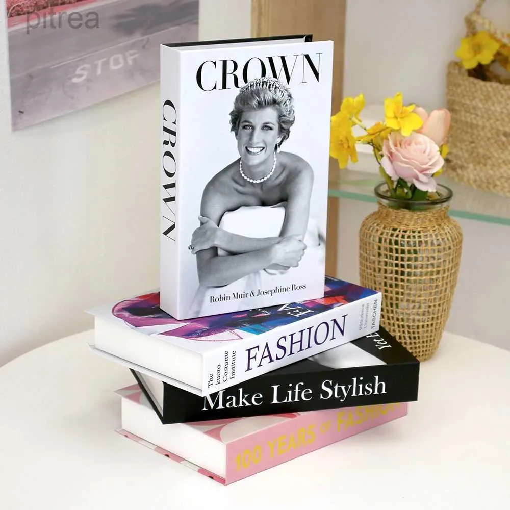 Luxury Modern Fake Book Decor For Living Room Abstract Bookshelf Decor