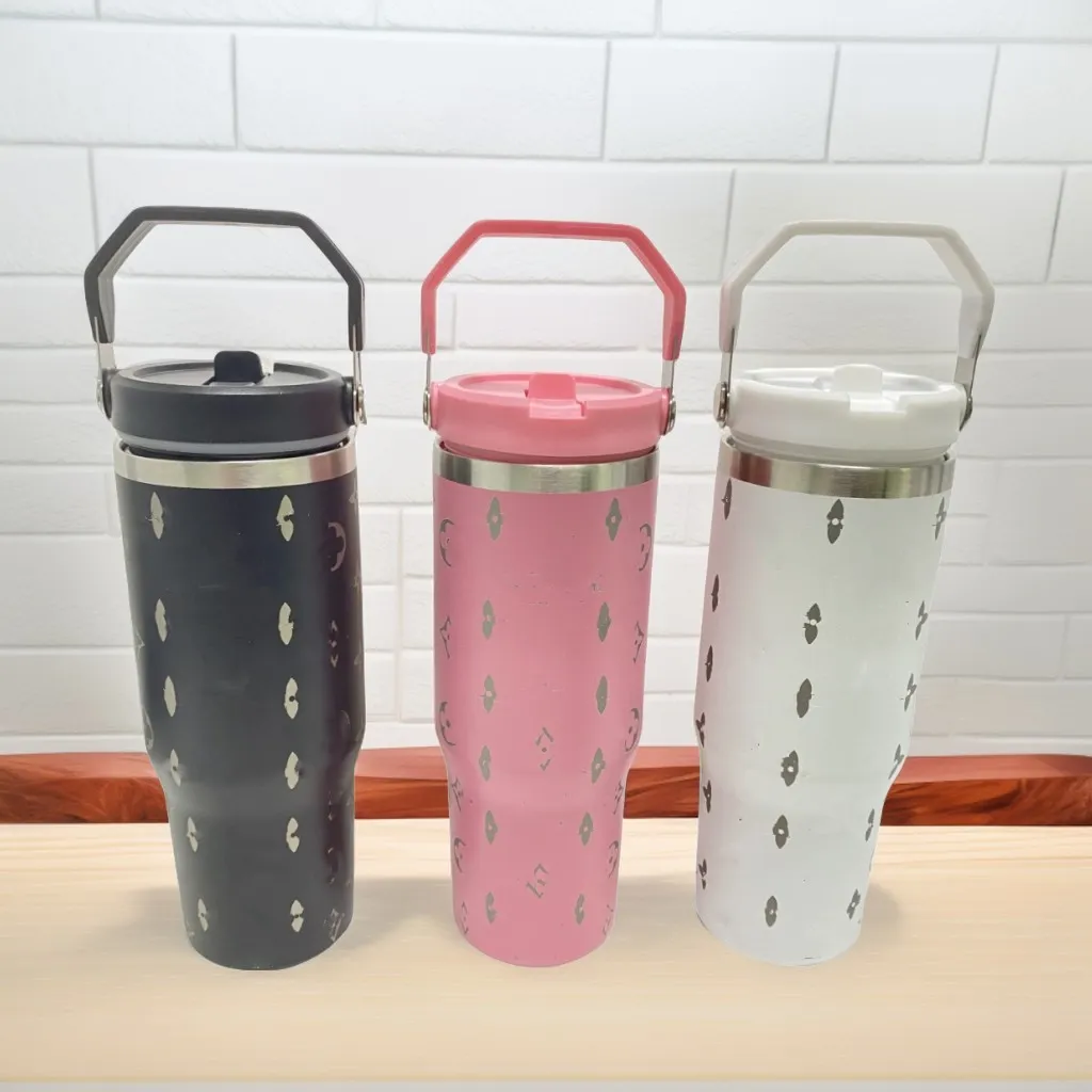 Designer canecas de 30 onças Tumbler com alça a floresta colorida colorida copos de copos isolados palha de aço inoxidável xícara de café com logotipo com logotipo