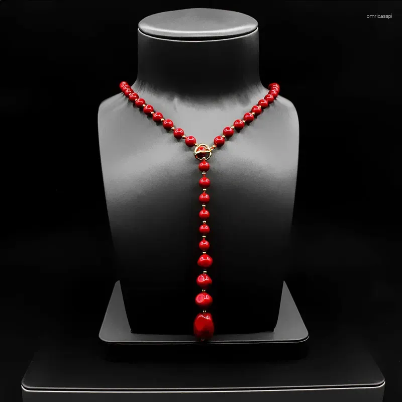 Подвески Huami Luxury Wool Sweate Chain Shell Pearl с красным цветом Top Caffice Fashion Wine Jewelry Countare для женщин