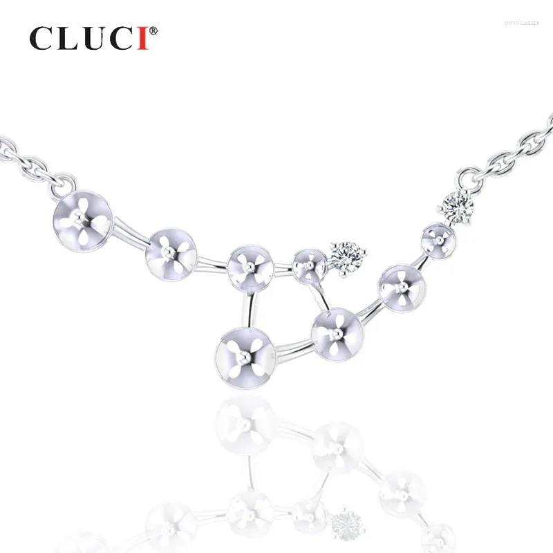 Pendants Cluci Silver 925 Zircon Pearl Pendant Collier Mount pour femmes Bijoux de mariage Sterling SN052SB