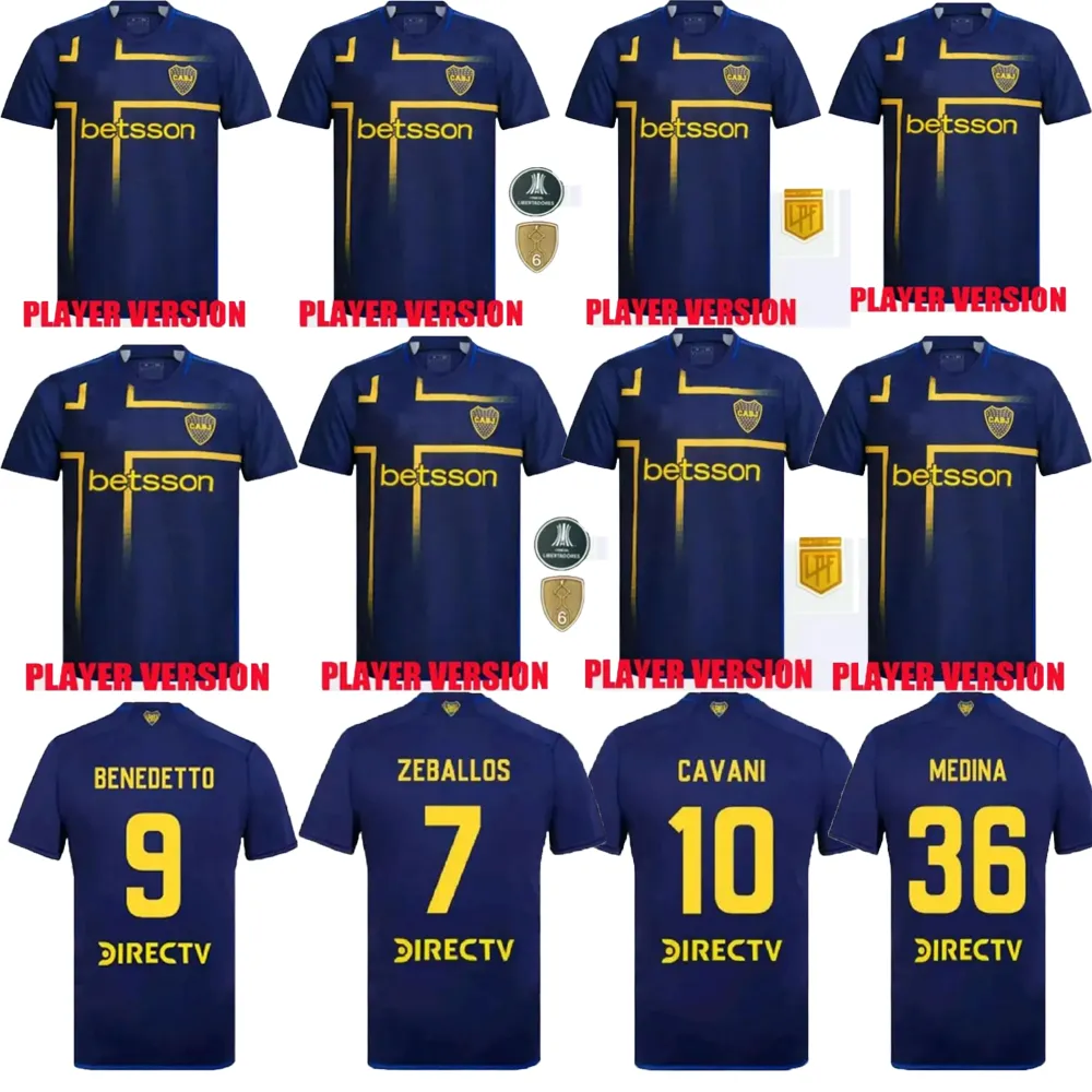 2024 2025 BOCA Juniors Hot Sprzedawanie gorących koszulek piłkarskich 24 25 mężczyzn Kit Maradona Romero Cavani Benedetto Lucas Janson Medina Medina Football Shirt Wersja Wersja