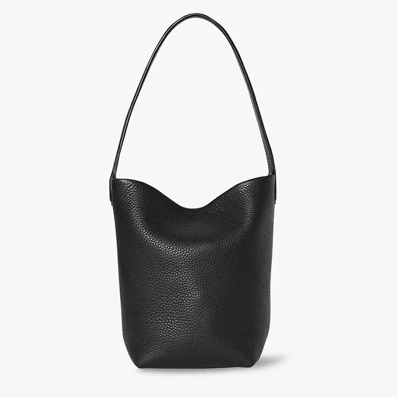 O balde R 100% de couro genuíno sacos de maçaneta feminina bolsas de ombro feminino Tootes de pele de peles Designer Bolsas vintage Bolsas de mamãe da axil.