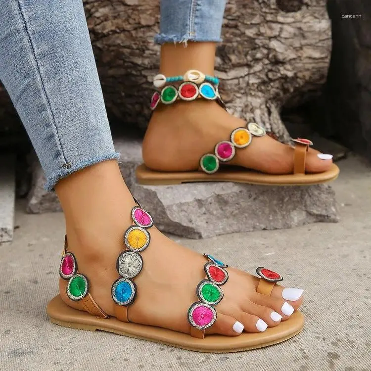 Casual Schuhe Sommer flache Sandalen Buntes Strand 2024 Frauen im Freien Luxus Sandalias de Mujer Slip auf Damen Gummi Hochzeit