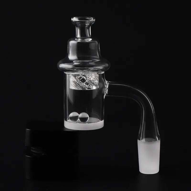 Premium Opaque Thick Quartz Banger with 6mm Terp Pearls and Colorful GlassSpinning Carb Cap for Dab Rigs Water Pipes