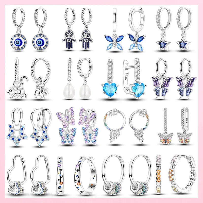 Earrings Swirling Eyes Snake Bone Pattern Earrings 925 Sterling Silver Heart Hoop Earrings Women High Quality Zircon Wedding Jewelry Gift