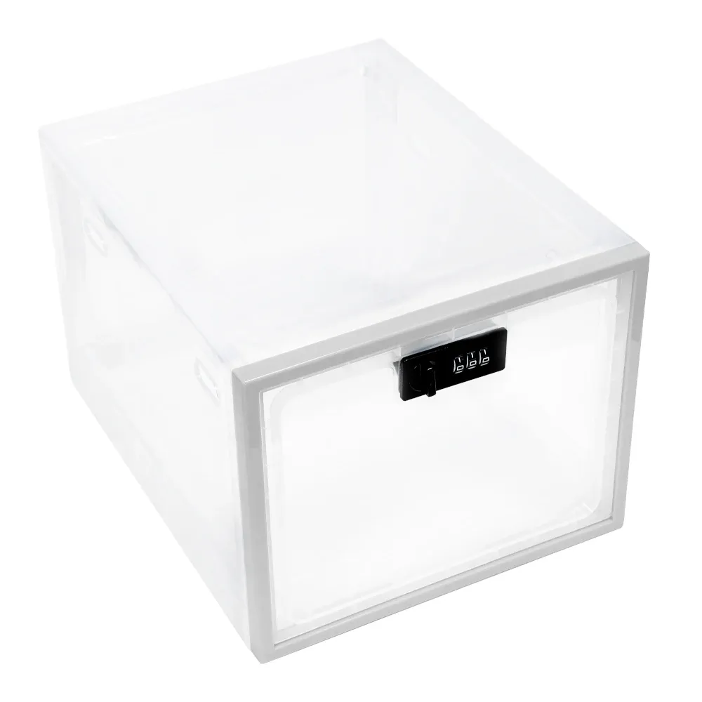 BINS Kylskåp Mat Transparent förvaringslåda med kombination Låsmedicin Box Compact Sanitary Mobile TABLET Lösenordslåda