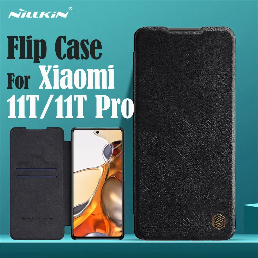 Cas pour xiaomi 11t / 11t pro flip case nillkin qin cuir flip couvercle carte de poche casse de portefeuille pour xiaomi mi 11t pro sacs de téléphone