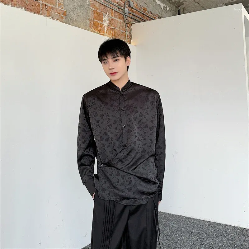 Camicie casual maschile syuhgfa 2024 camicia di abbigliamento in moda primaverile camicia cinese maschio maniche lunghe collare collare marea allentata