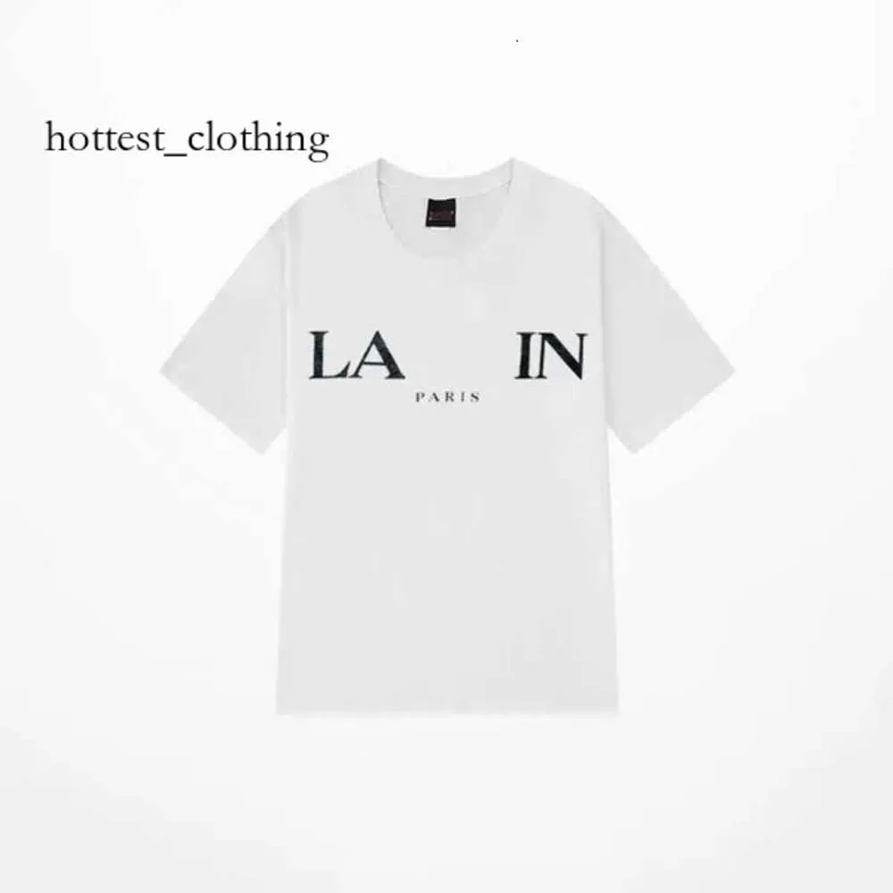 Lanvine Shirt Brand Men's T-shirts Designer Luxury Classic T Shirt Chest Letter Printed Shirt High Street Tshirts Shoe Cotton Loose Tees Hoodie 1829