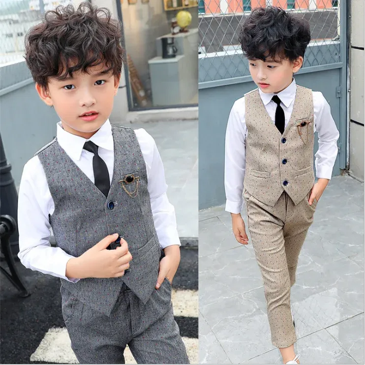 Blazer Formale Boys Abito per matrimoni vestiti di moda per bambini uniforme scolastica punti per bambini costumi di smoking da smoking