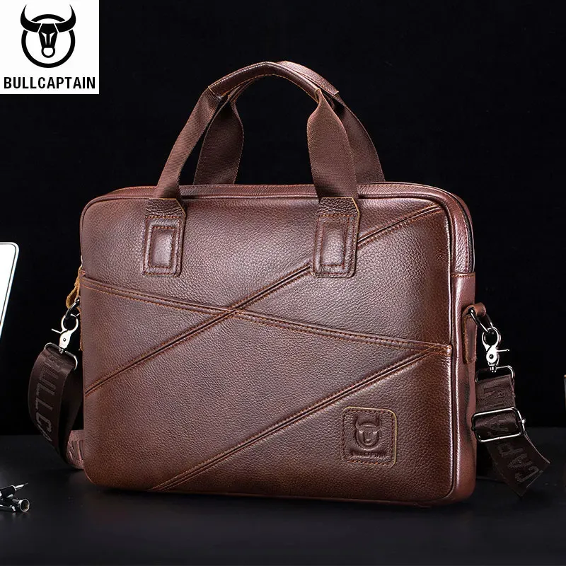 BULLCAPTAIN Mens Leather Briefcase With Large Capacity Multifunctional Handbag Business Bag For Computer Satchel 240418