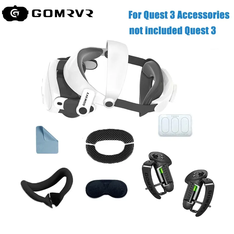 メタ/Oculus Quest 3アクセサリー用メガネGOMRVR調整可能な快適なヘッドストラップキャリングケースシリコン保護カバーセット