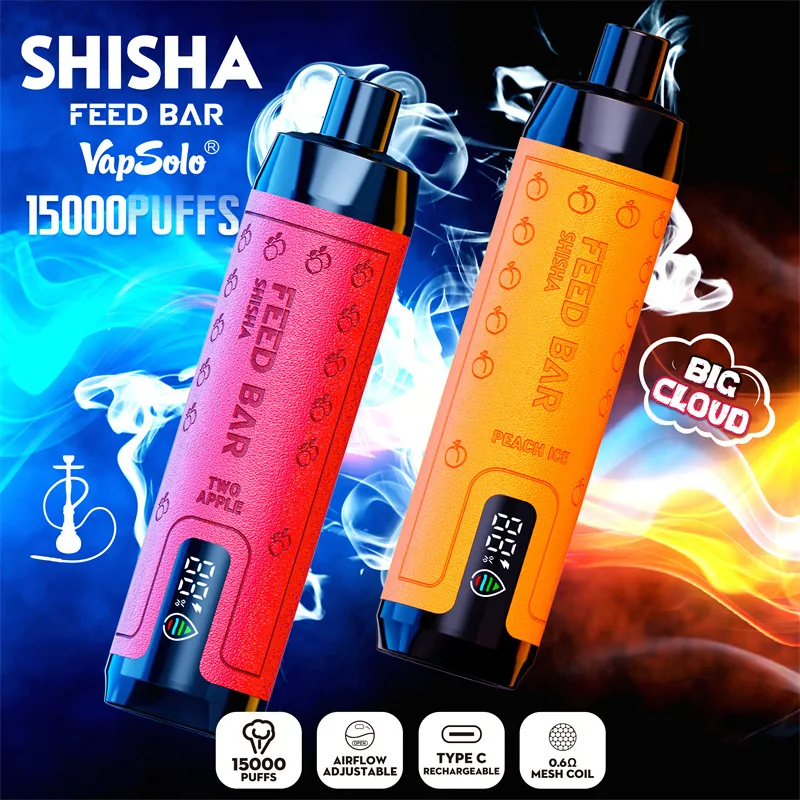 Eu Warehouse Vapsolo 15000 PUFFS Disposable Vapes Shisha Hookah E Cigarettes Al Fakher Crown Bar Big Could 15 K Puffer Pre-filled Pods Digital Display Vaper