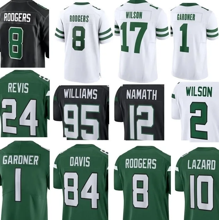 Jersey piłkarski Brock Bowers Morgan Moses Joe Namath Joe Klecko Aaron Rodgers Ahmad Sos Gardner Breece Hall Garrett Wilson Zach Wilson Quinnen Williams