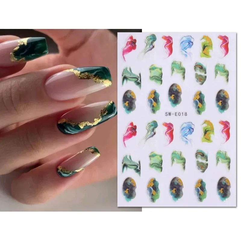 Geometric Lines Nails Stickers Laser Gold Bronzing Slider Design Abstract Fun Spring And Winter Nail Foils Decoration