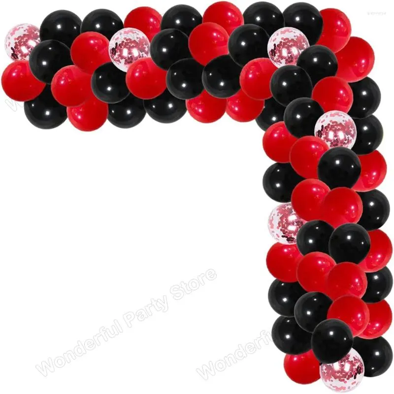 Decorazione per feste 1set Black Balloon Garland Arch Kit rosso Confetti in lattice Balloon Natale Birthday Baby Shower Decorations