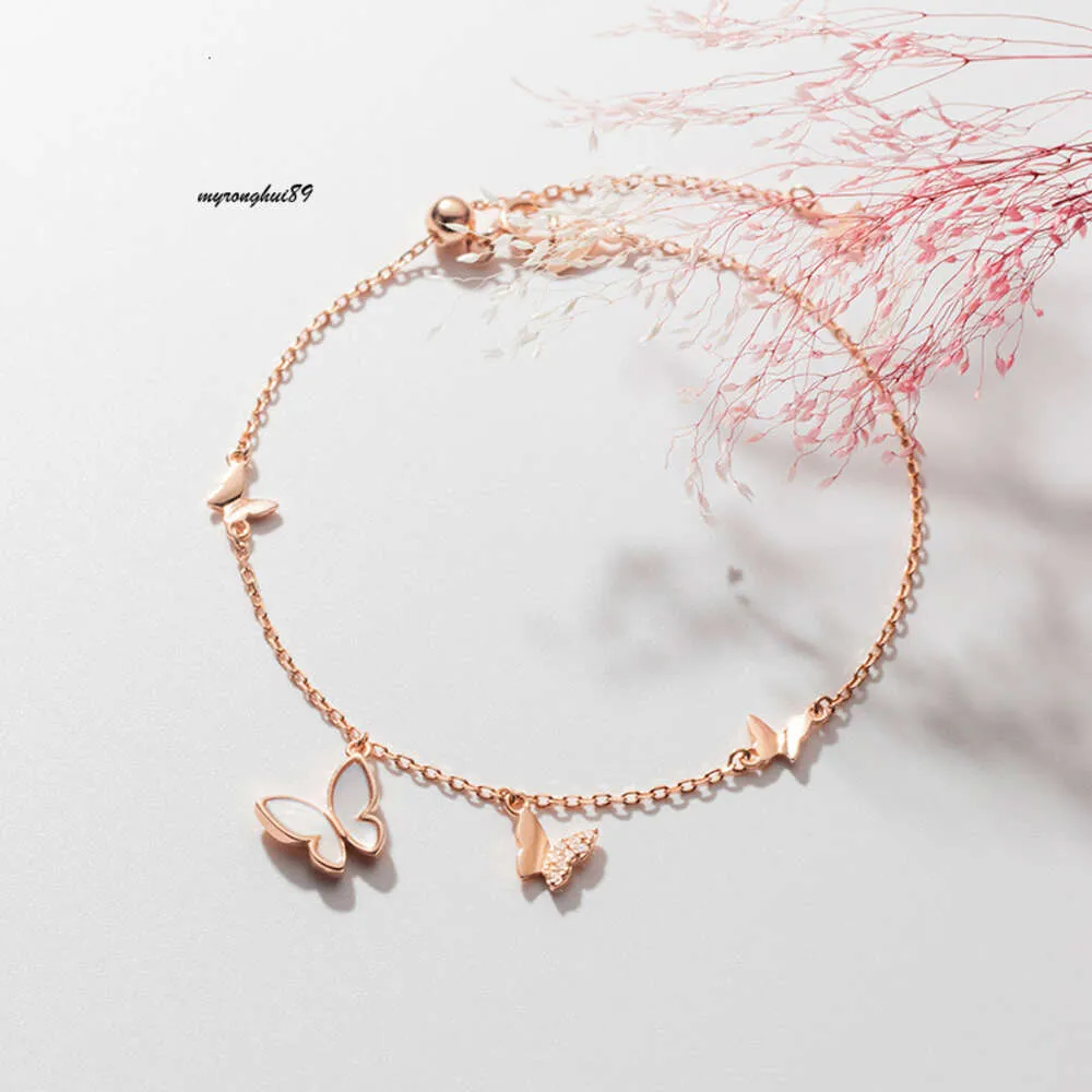 sailormoon sister bracelet designer Aloqi S Sier Style Shell Butterfly Women's Korean Edition Simple and Fresh Diamond Bracelet S4431