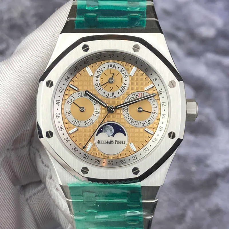 Designer Watch Luxury Automatic Mechanical Watches Series 26611pt Salmon Dial Perpetual Calendar Moon Phase Mens Platinum Movement Wristwatch B4RE