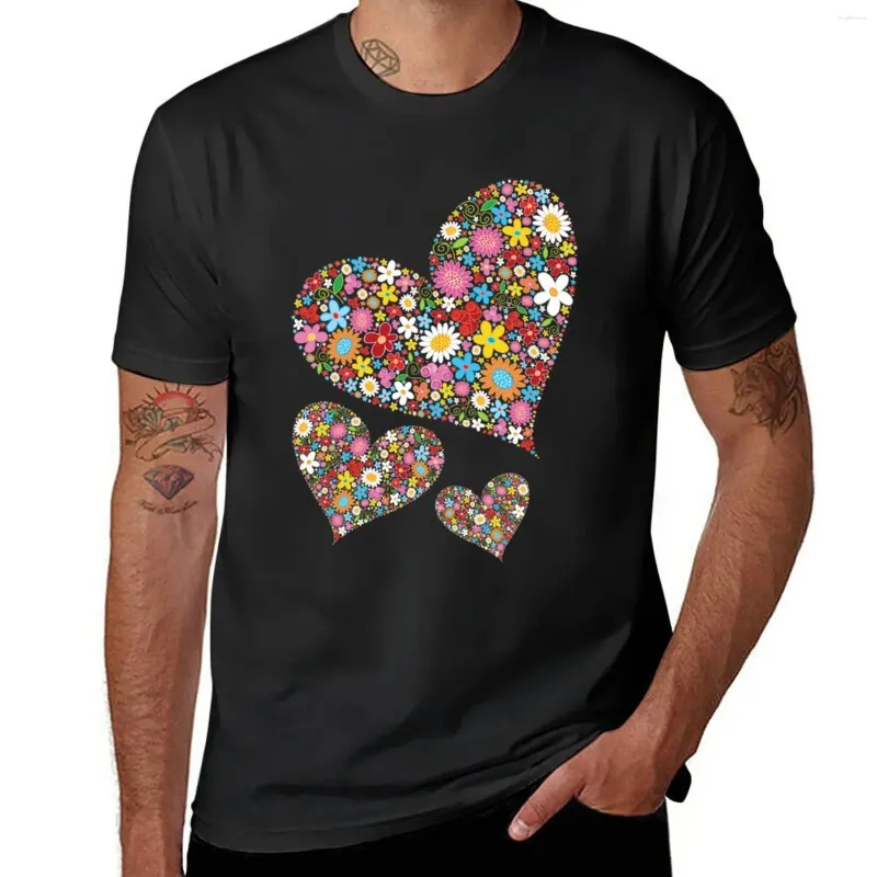 Trio de coeurs de Valentine Hearts Polos Flows Flower Flowers de Spring?T-shirt fatfatine Tops d'été Vêtements esthétiques surdimensionnés hommes