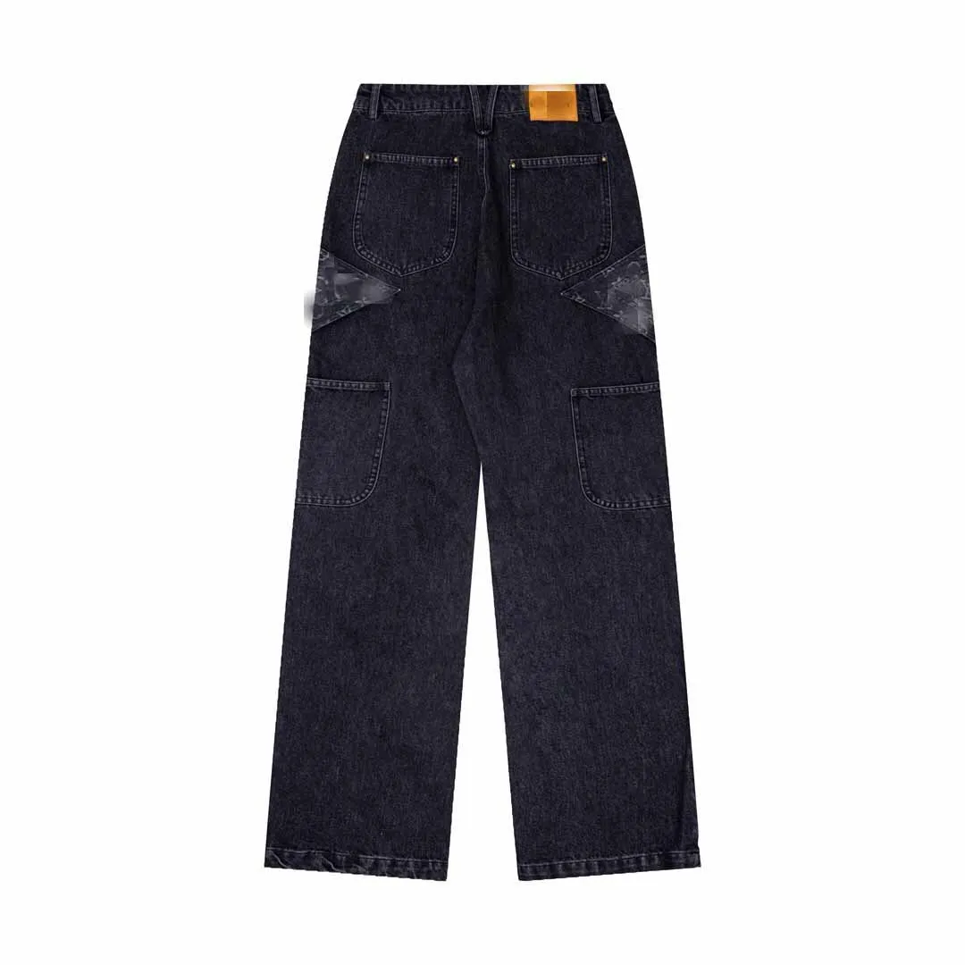 Designer Jeans Denim Neutral Pants High Waisted Pants Light Luxury Washed Damaged Neutral Wide Leg Loose Patch Pants