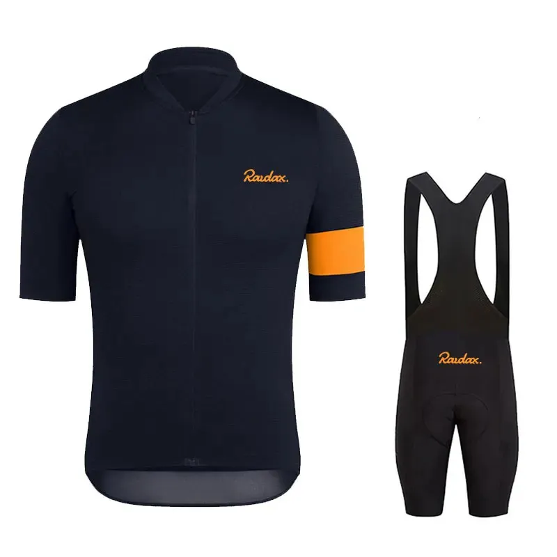 Raudax 2024 Men Jersey de manga curta Define o triatlo de ciclismo de verão de ciclismo de ciclismo