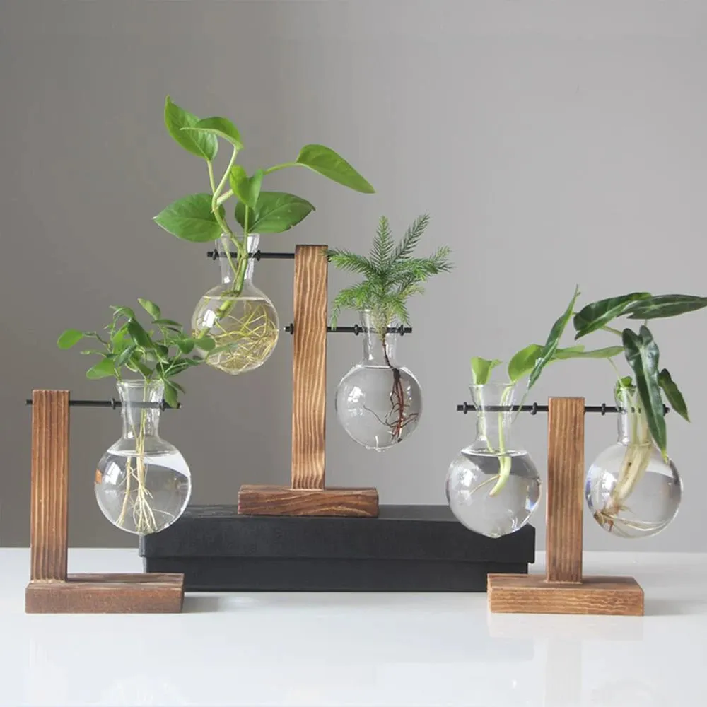 Glass Planter Bulb Vase: Wooden Plant Stand With Grow Lights ...