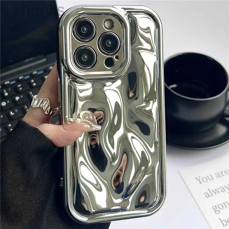 Mobiltelefonfodral Luxury Electroplate Meteorite Grain Phone för iPhone 15 14 13 12 11 Pro Max X XR XS Max Plus Full Cover Bumper Sockproof Case D240424