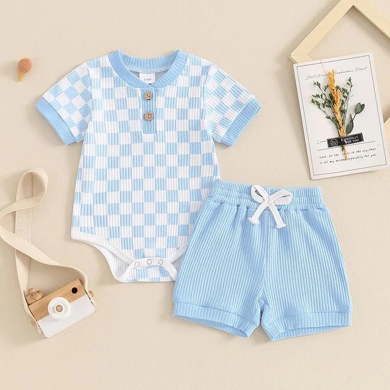 Clothing Sets Born Baby Boy Girl Clothes 3 6 9 12 18 Months Ribbed Knit Short Sleeve Romper Shorts Set Infant Summer Outfits