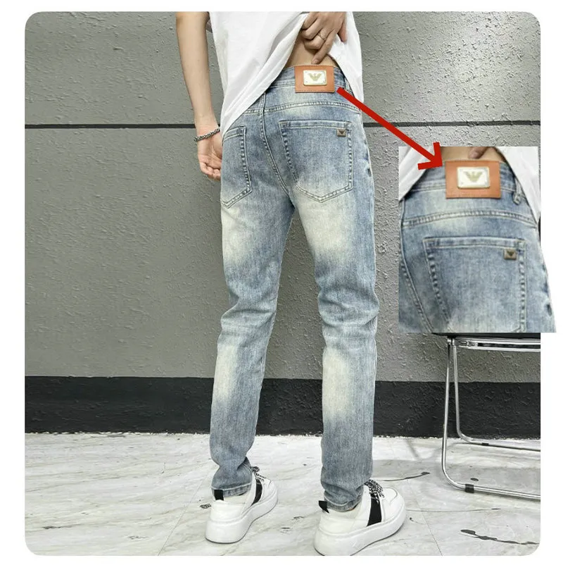 Jeans masculin printemps d'été mince ajicon hommes droits en liberté en ligne européen américain cdicon marque haut de gamme petit pantalon droit lxk30