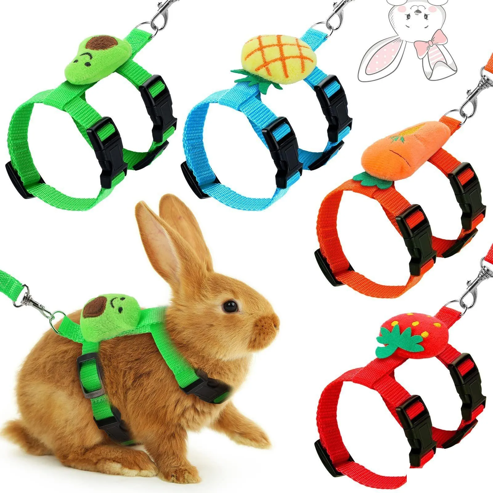 Small Animal Supplies Verstellbares Hasen Kaninchengurt und Leinen -Set Pet Cute Weste Frettchen Meerschweinchen mit Dekorationen für Kätzchen Welpen otj3a