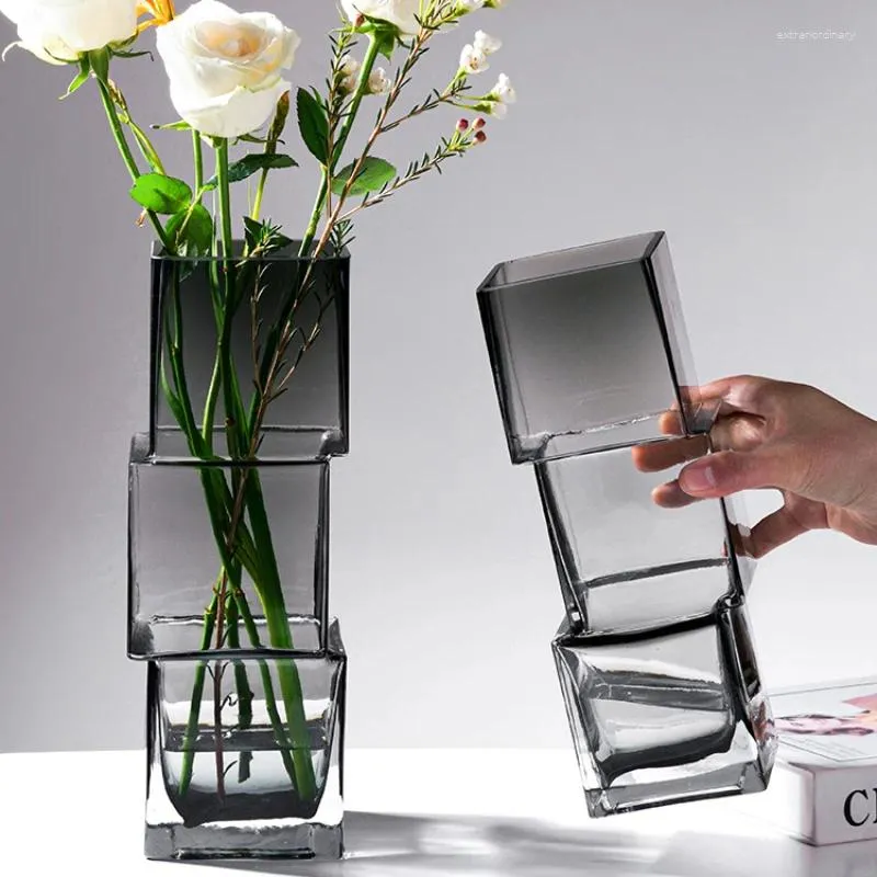 Vasen unregelmäßige Vase Glas transparent fortgeschrittene wasserempfindliche Blumen Blume Arrangement Wohnzimmer Tisch Dekoration Ornamente