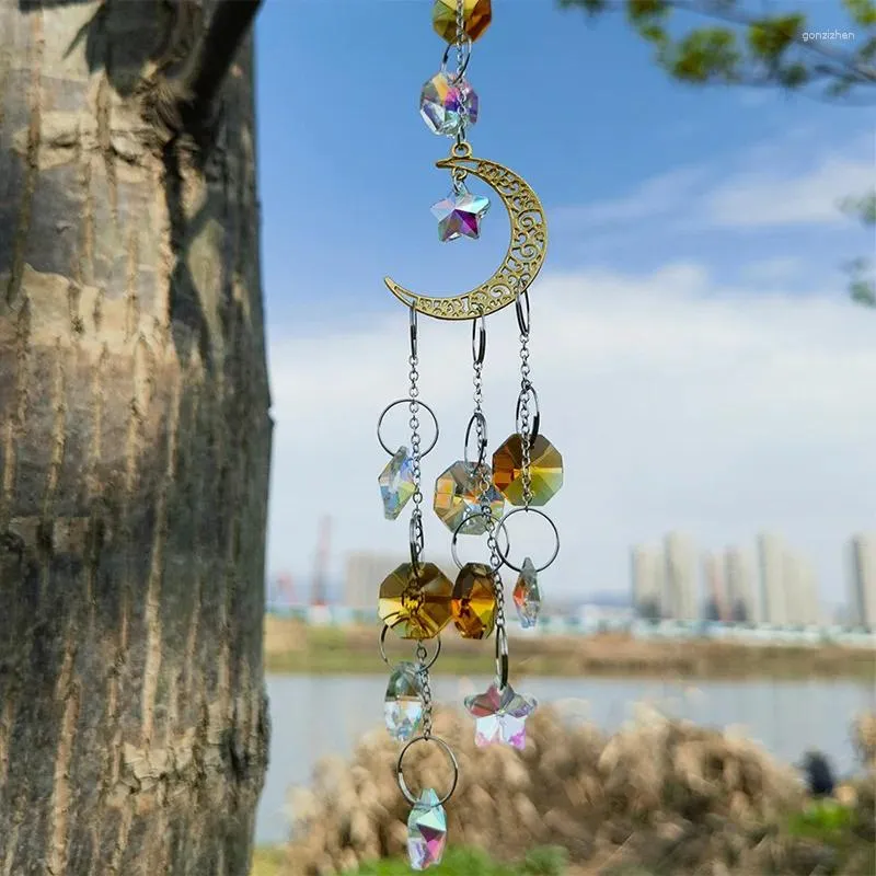 Dekorativa figurer Crystal Wind Chime Moon Catcher Diamond prismor Pendant Dream Rainbow Chaser hängande Drop Home Garden Decor Windchime