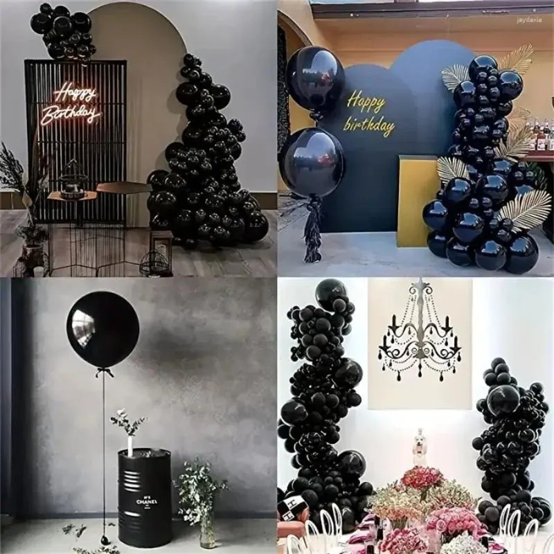 Décoration de fête 135pcs Black Latex Ballon Arch Garlands Holiday Dance Birthday Po Props anniversaire Décorations de spot