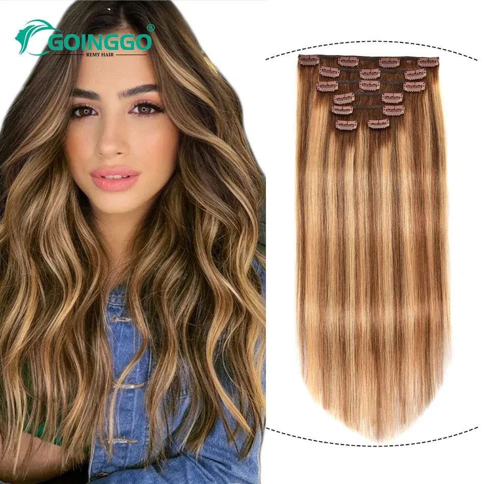 Extensions Clip in Hair Extensions Human Hair 7pcs/Set 120G Ash Blond Markeer platinum Blonde European rechte natuurlijke clip ins Hair