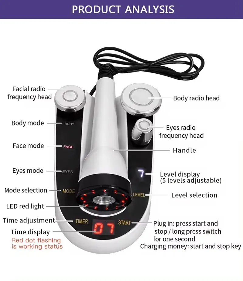 Radio Frequency Facial Machine 3-in-1 Body Face Eye Skin Rejuvenation ...